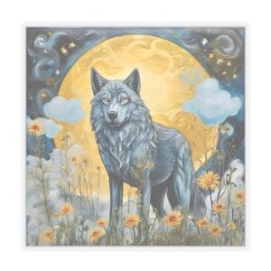 Wolf By Moonlight- Transparent Kiss-Cut Sticker 3”x3”